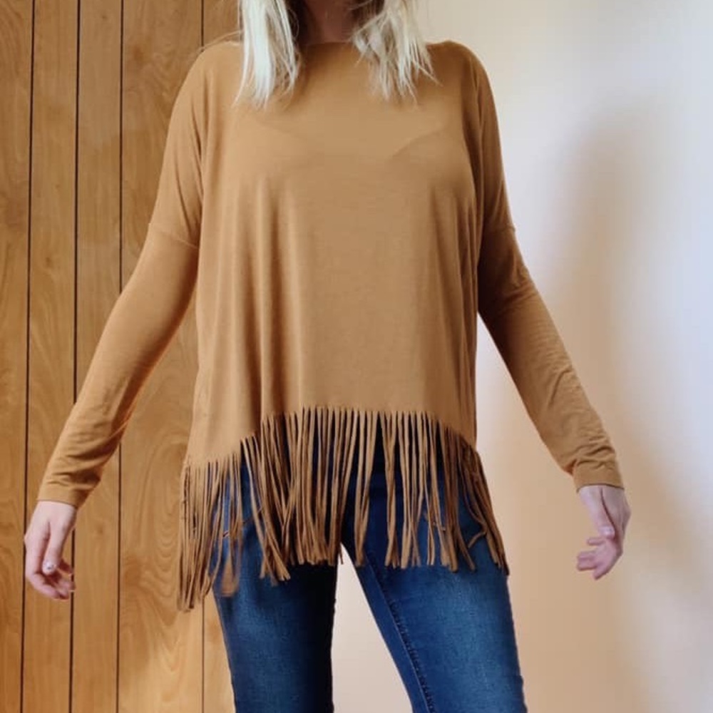 Mustard fringe sweater